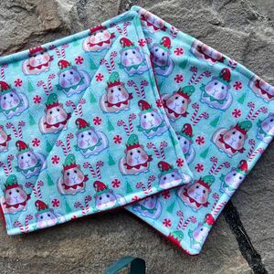 CANDY CANE Piddle Pads 11" Square x2 Fleece Reusable Washable